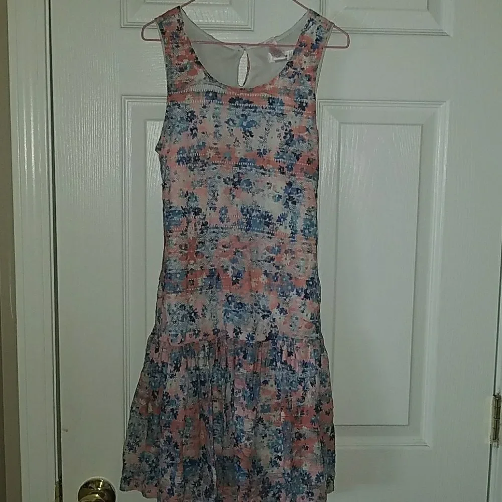 Justice pink blue floral dress Sz. 12 NWOT